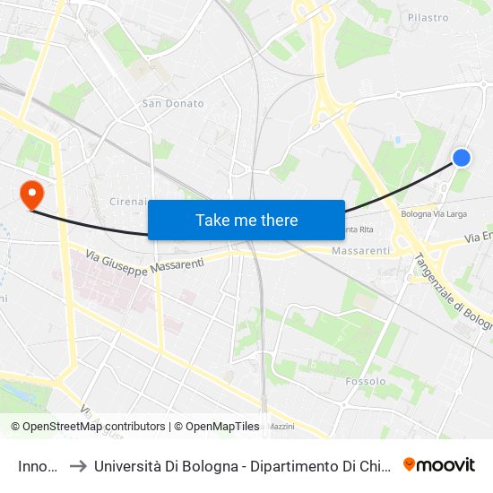 Innocenti to Università Di Bologna - Dipartimento Di Chimica ""G. Ciamician"" map
