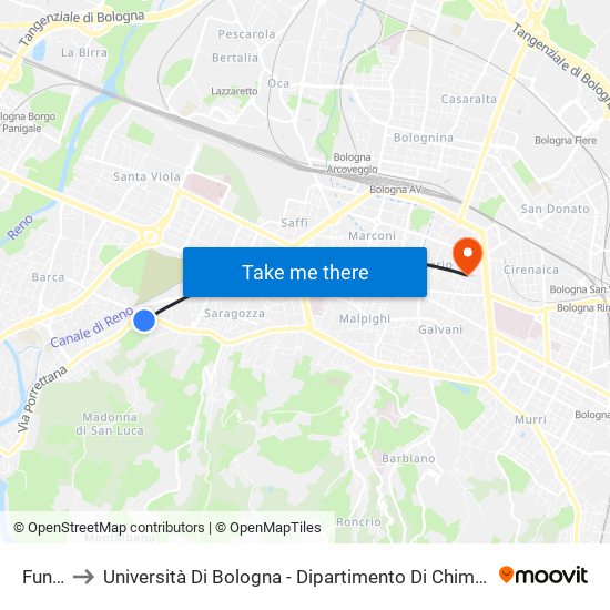 Funivia to Università Di Bologna - Dipartimento Di Chimica ""G. Ciamician"" map