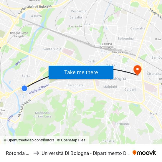 Rotonda Malaguti to Università Di Bologna - Dipartimento Di Chimica ""G. Ciamician"" map