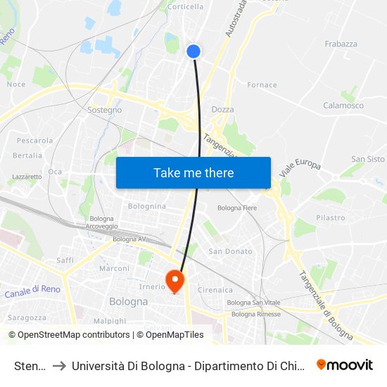 Stendhal to Università Di Bologna - Dipartimento Di Chimica ""G. Ciamician"" map