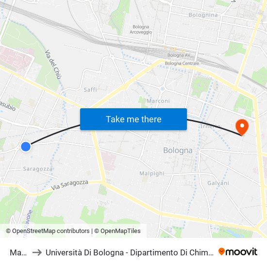 Martini to Università Di Bologna - Dipartimento Di Chimica ""G. Ciamician"" map