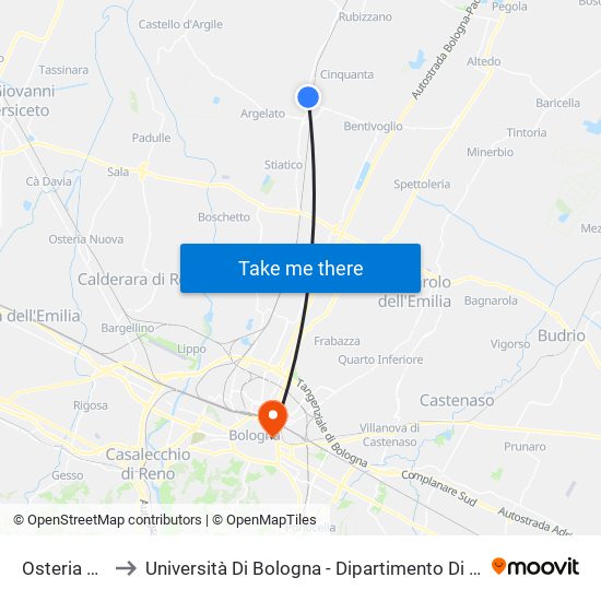 Osteria Vecchia to Università Di Bologna - Dipartimento Di Chimica ""G. Ciamician"" map