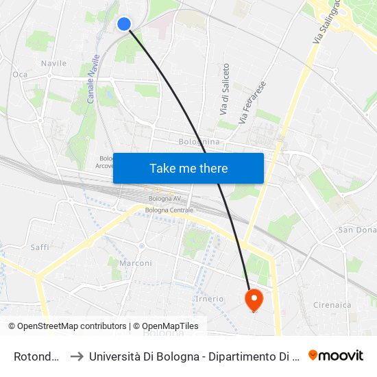 Rotonda C.N.R. to Università Di Bologna - Dipartimento Di Chimica ""G. Ciamician"" map
