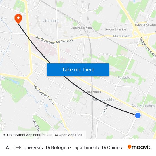Arno to Università Di Bologna - Dipartimento Di Chimica ""G. Ciamician"" map