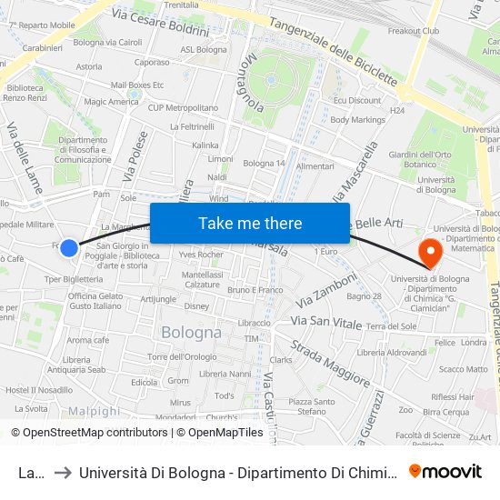 Lame to Università Di Bologna - Dipartimento Di Chimica ""G. Ciamician"" map