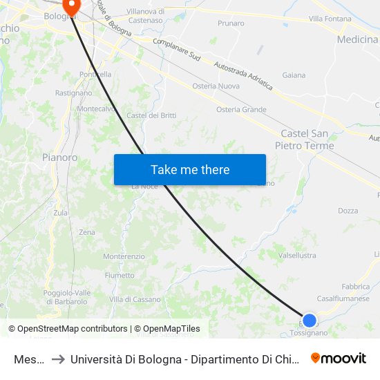 Mescola to Università Di Bologna - Dipartimento Di Chimica ""G. Ciamician"" map