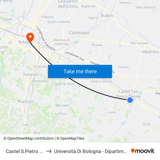 Castel S.Pietro Martiri Partigiani to Università Di Bologna - Dipartimento Di Chimica ""G. Ciamician"" map