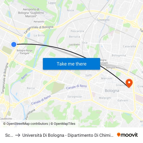 Scala to Università Di Bologna - Dipartimento Di Chimica ""G. Ciamician"" map