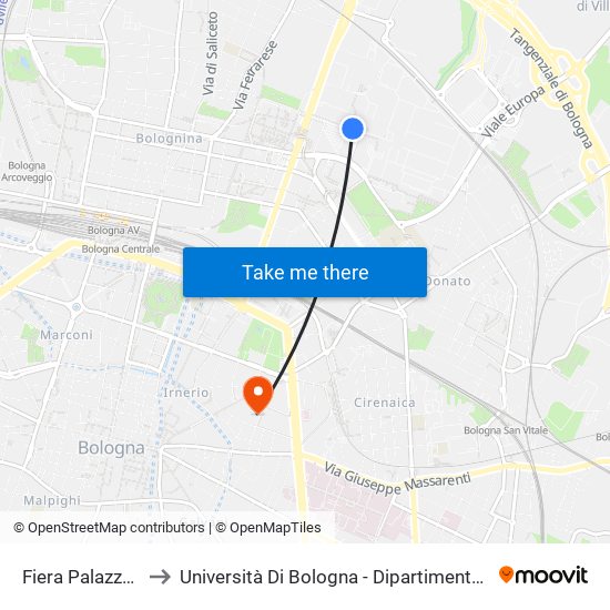 Fiera Palazzo Congressi to Università Di Bologna - Dipartimento Di Chimica ""G. Ciamician"" map
