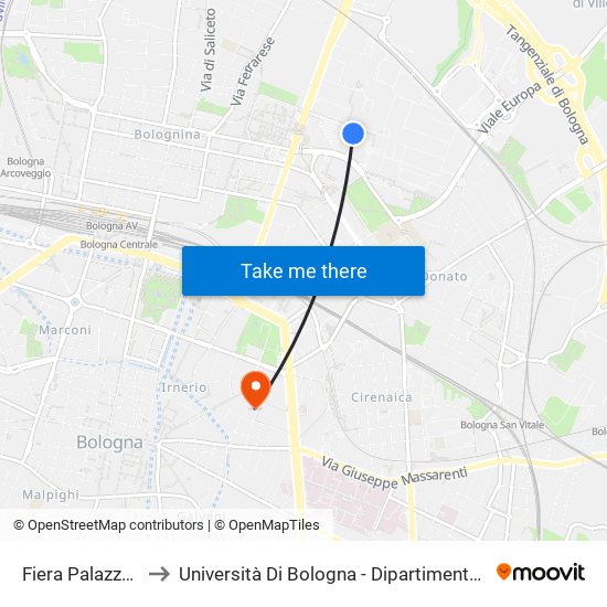 Fiera Palazzo Congressi to Università Di Bologna - Dipartimento Di Chimica ""G. Ciamician"" map