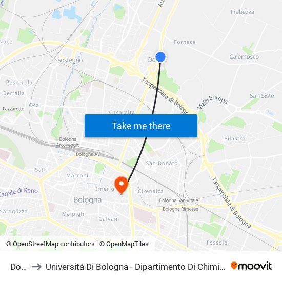 Dozza to Università Di Bologna - Dipartimento Di Chimica ""G. Ciamician"" map