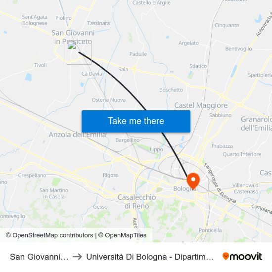 San Giovanni In P. Ospedale to Università Di Bologna - Dipartimento Di Chimica ""G. Ciamician"" map