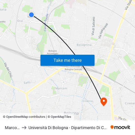 Marco Polo to Università Di Bologna - Dipartimento Di Chimica ""G. Ciamician"" map