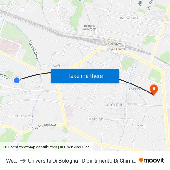 Weber to Università Di Bologna - Dipartimento Di Chimica ""G. Ciamician"" map