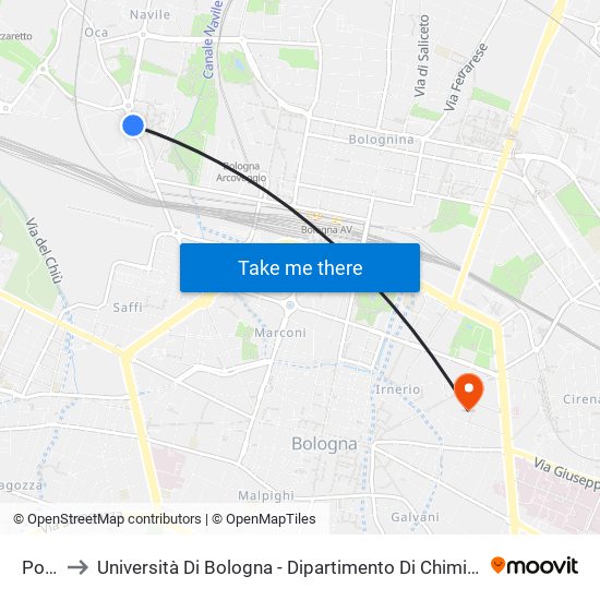 Poste to Università Di Bologna - Dipartimento Di Chimica ""G. Ciamician"" map