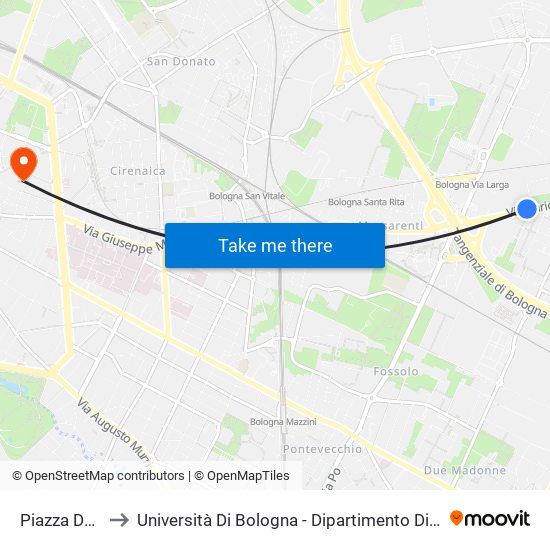 Piazza Dei Colori to Università Di Bologna - Dipartimento Di Chimica ""G. Ciamician"" map