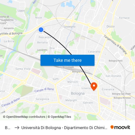 Borre to Università Di Bologna - Dipartimento Di Chimica ""G. Ciamician"" map