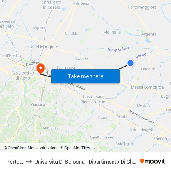 Portonovo to Università Di Bologna - Dipartimento Di Chimica ""G. Ciamician"" map