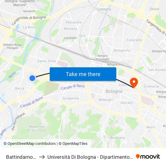 Battindarno De Carolis to Università Di Bologna - Dipartimento Di Chimica ""G. Ciamician"" map