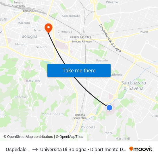 Ospedale Bellaria to Università Di Bologna - Dipartimento Di Chimica ""G. Ciamician"" map