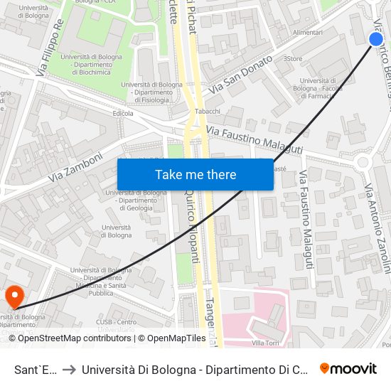 Sant`Egidio to Università Di Bologna - Dipartimento Di Chimica ""G. Ciamician"" map