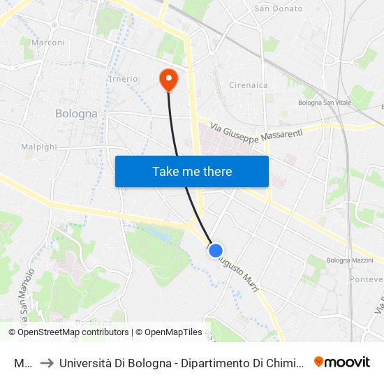Murri to Università Di Bologna - Dipartimento Di Chimica ""G. Ciamician"" map