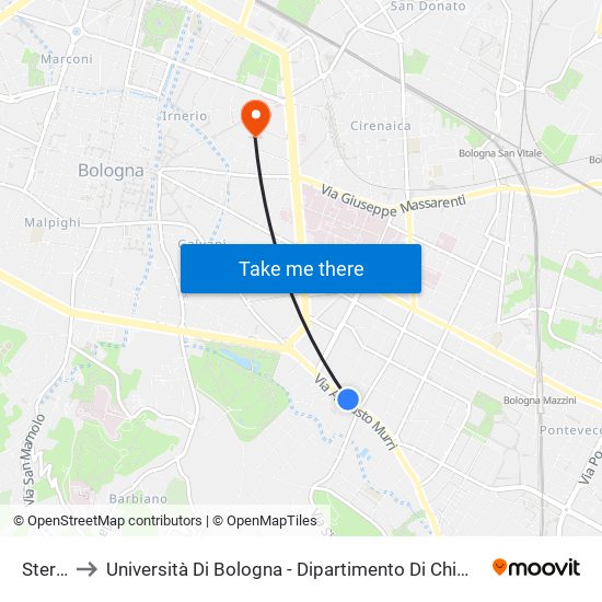Sterlino to Università Di Bologna - Dipartimento Di Chimica ""G. Ciamician"" map