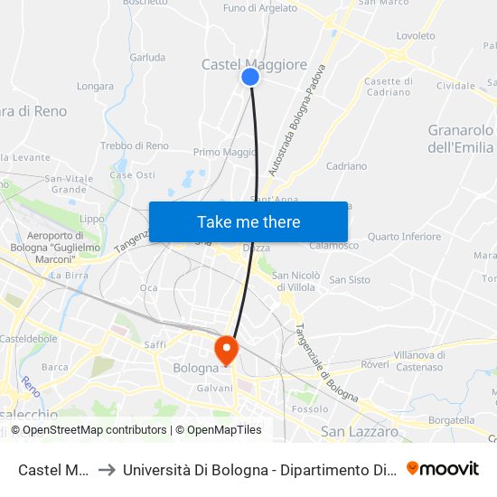 Castel Maggiore to Università Di Bologna - Dipartimento Di Chimica ""G. Ciamician"" map