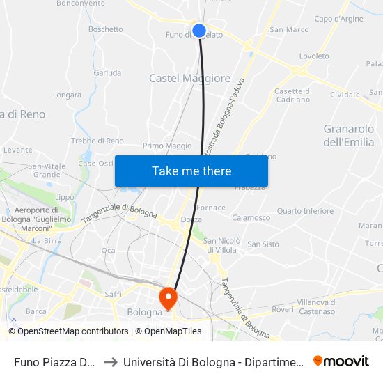 Funo Piazza Della Resistenza to Università Di Bologna - Dipartimento Di Chimica ""G. Ciamician"" map