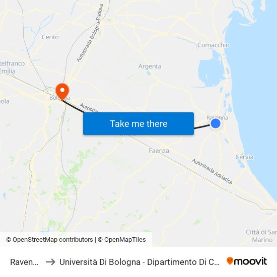 Ravenna Itis to Università Di Bologna - Dipartimento Di Chimica ""G. Ciamician"" map