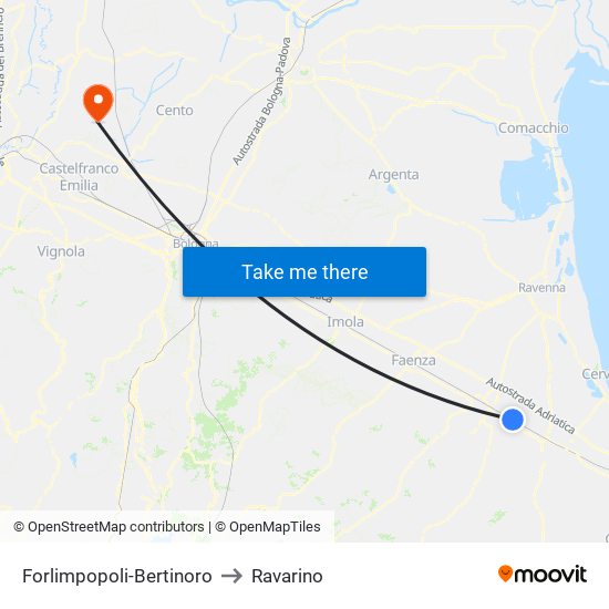 Forlimpopoli-Bertinoro to Ravarino map