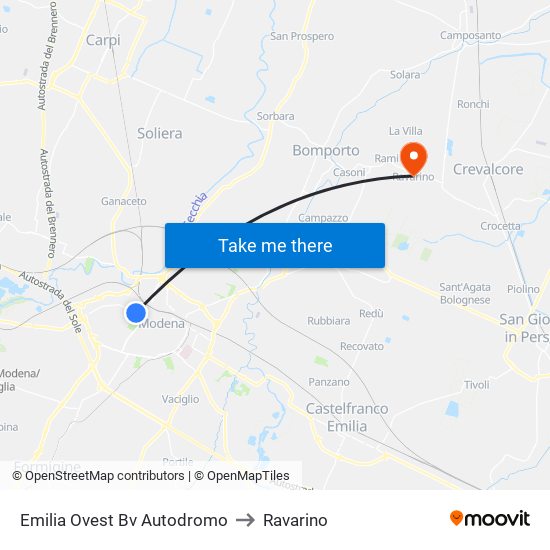 Emilia Ovest Bv Autodromo to Ravarino map