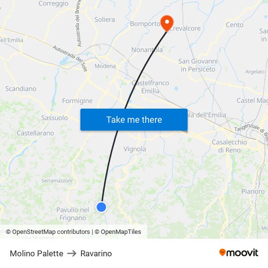 Molino Palette to Ravarino map