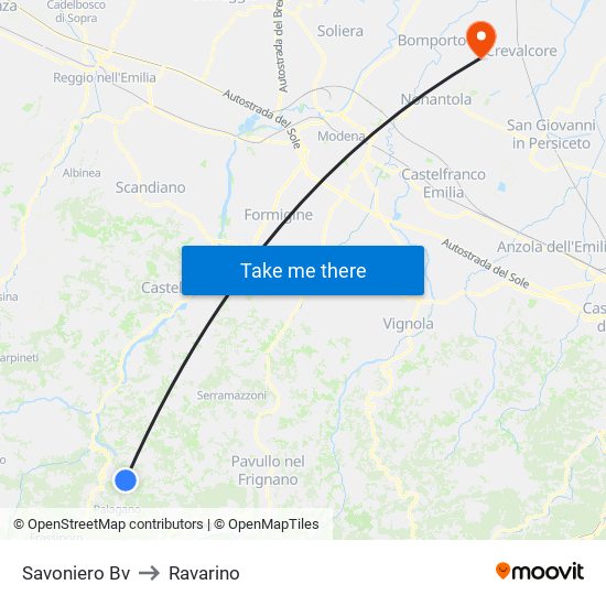 Savoniero Bv to Ravarino map
