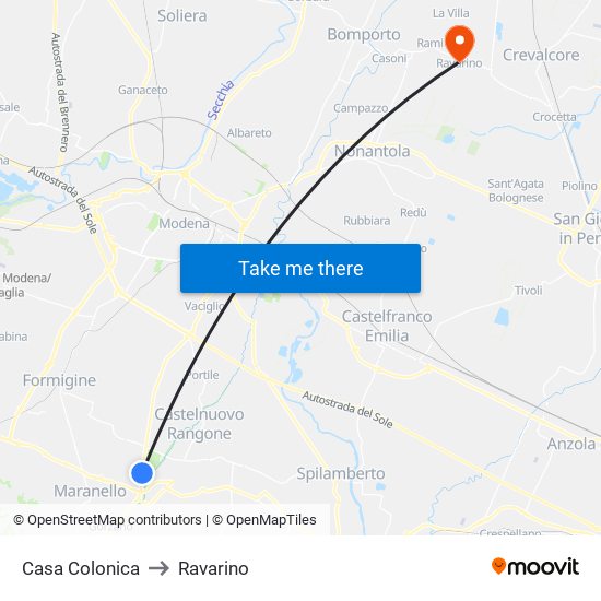 Casa Colonica to Ravarino map