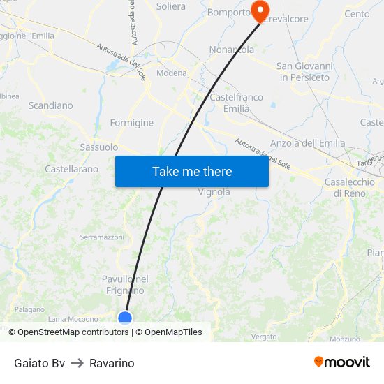 Gaiato Bv to Ravarino map