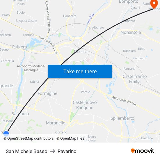 San Michele Basso to Ravarino map