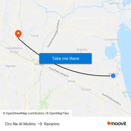 Circ.Ne Al Molino to Ravarino map