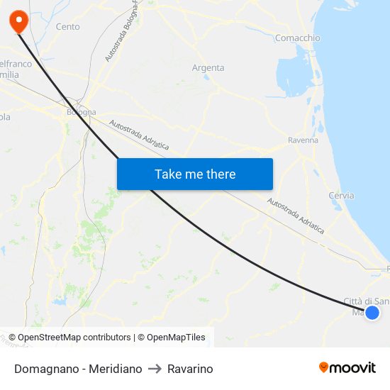 Domagnano - Meridiano to Ravarino map