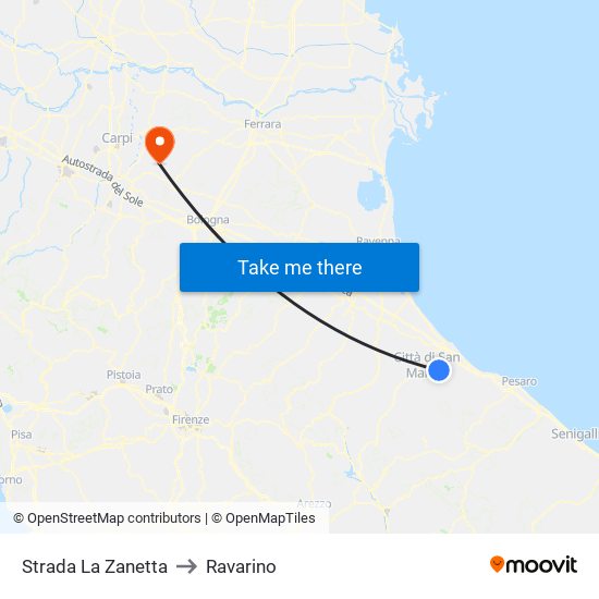 Strada La Zanetta to Ravarino map