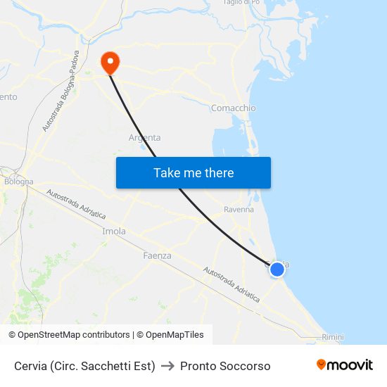 Cervia (Circ. Sacchetti Est) to Pronto Soccorso map