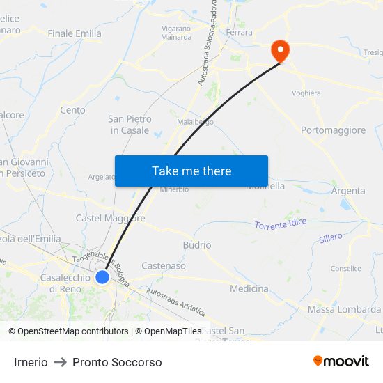 Irnerio to Pronto Soccorso map