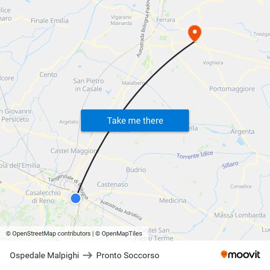 Ospedale Malpighi to Pronto Soccorso map