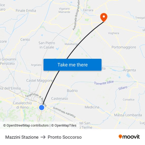 Mazzini Stazione to Pronto Soccorso map