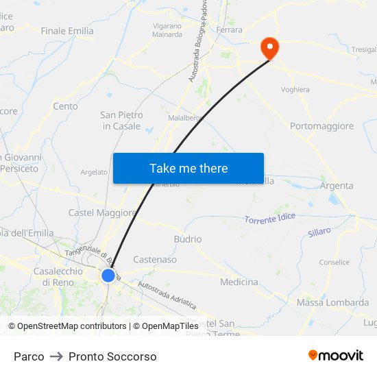 Parco to Pronto Soccorso map