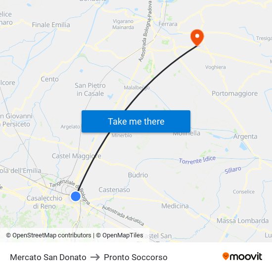 Mercato San Donato to Pronto Soccorso map