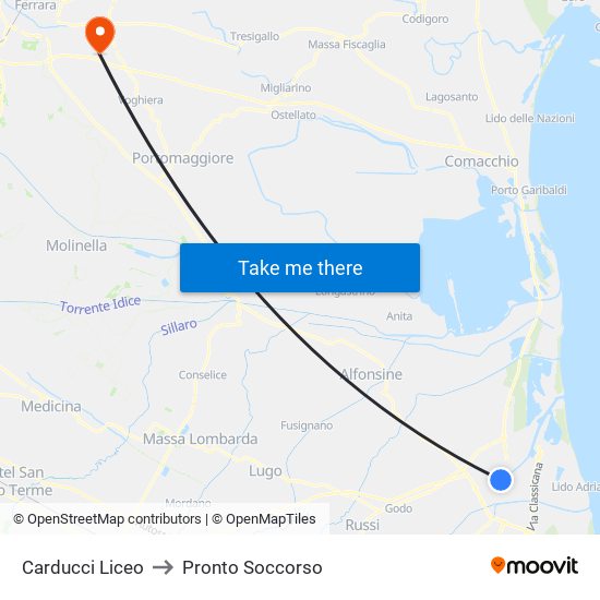 Carducci Liceo to Pronto Soccorso map