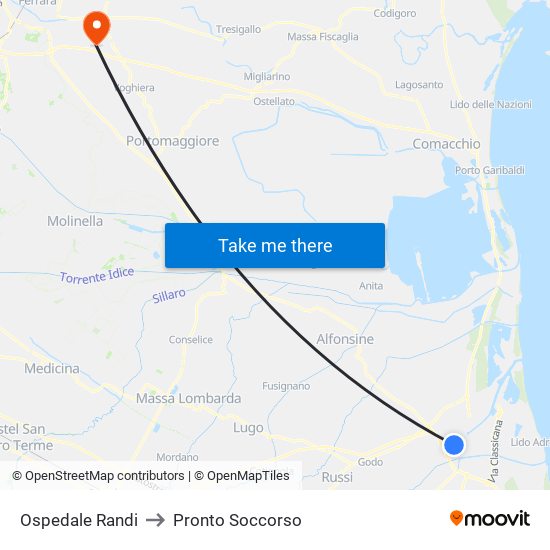 Ospedale Randi to Pronto Soccorso map