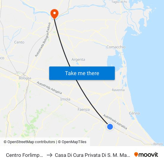 Centro Forlimpopoli to Casa Di Cura Privata Di S. M. Maddalena map