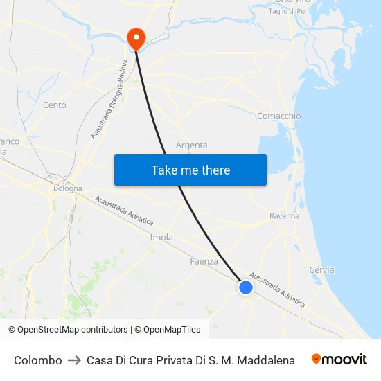 Colombo to Casa Di Cura Privata Di S. M. Maddalena map